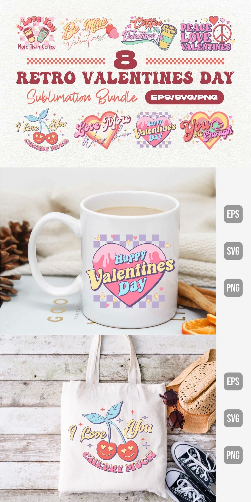 Retro Valentines Day PNG, Valentine Sublimation (2390434)