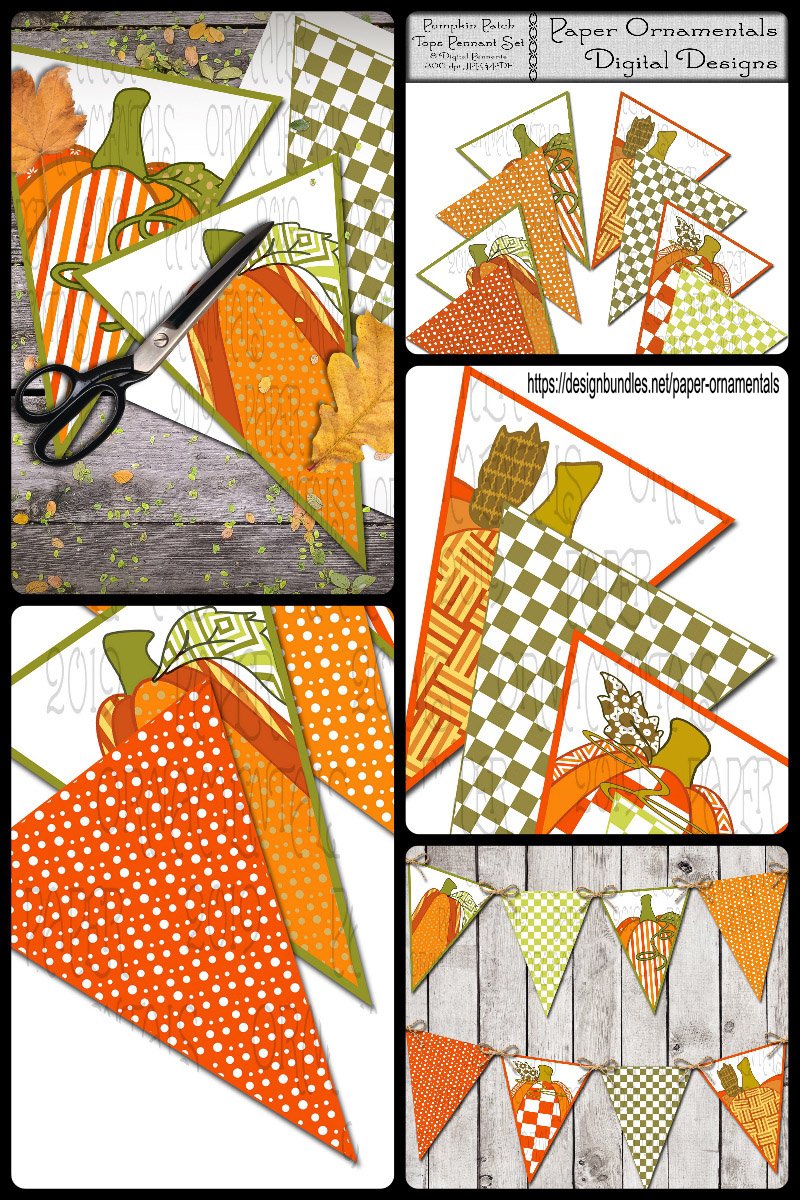 Autumn Pennant Banner, Fall Color Pumpkin Tops (939656) | Bunting ...