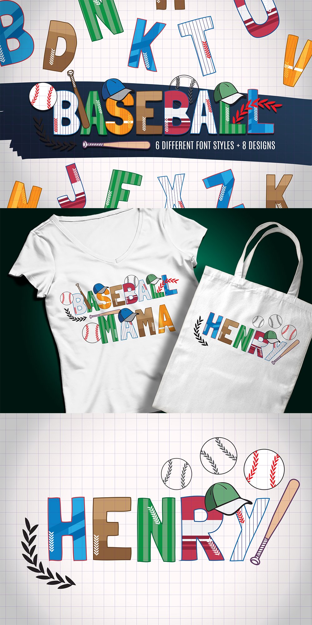 Letters Sublimation PNG Bundle, Baseball Doodle Letters PNG