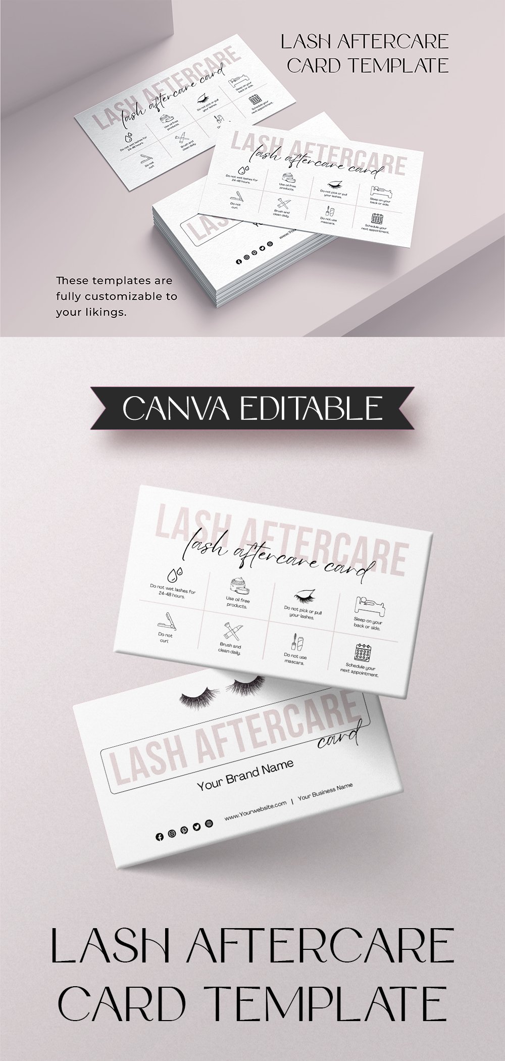 Lash Aftercare Card Template And Instructions, PDF Card