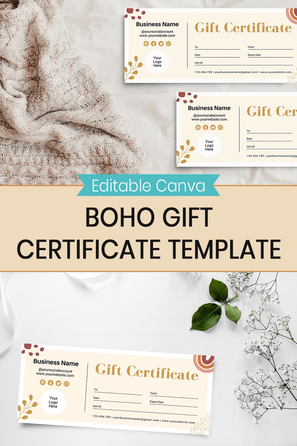 Editable Boho Gift Certificate Template