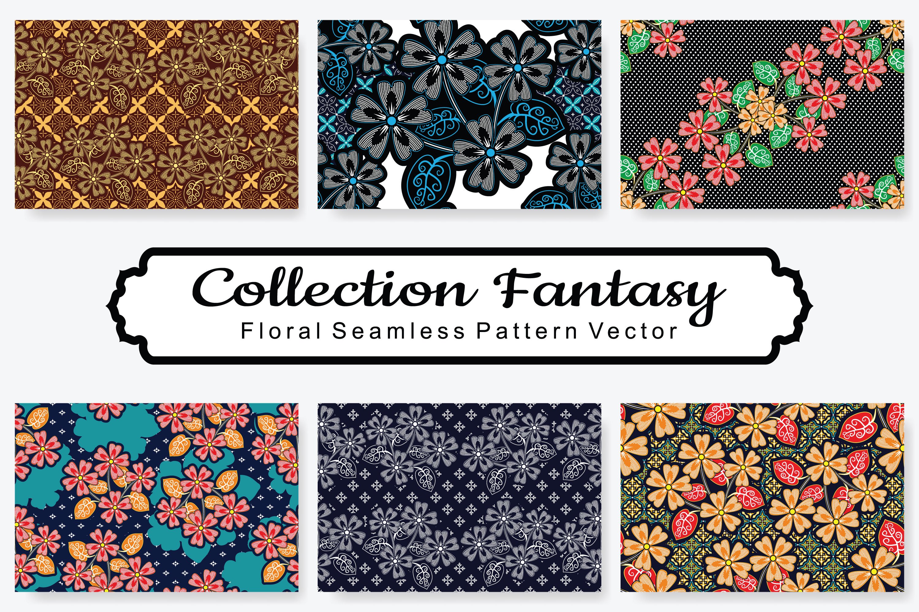 Set Of Fantasy Floral Vector Pattern Vol.15