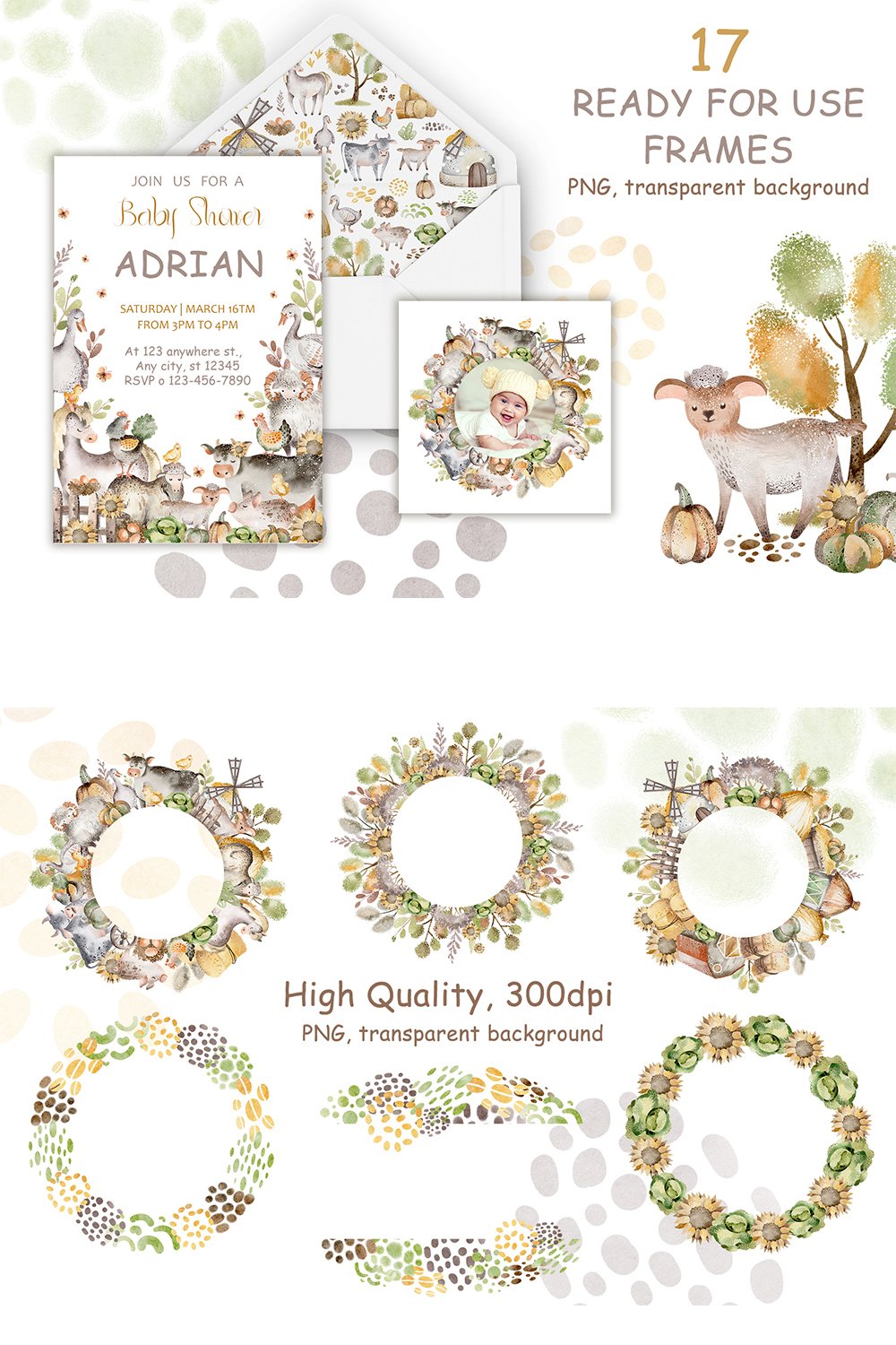 Rustic Watercolor Farm Frames