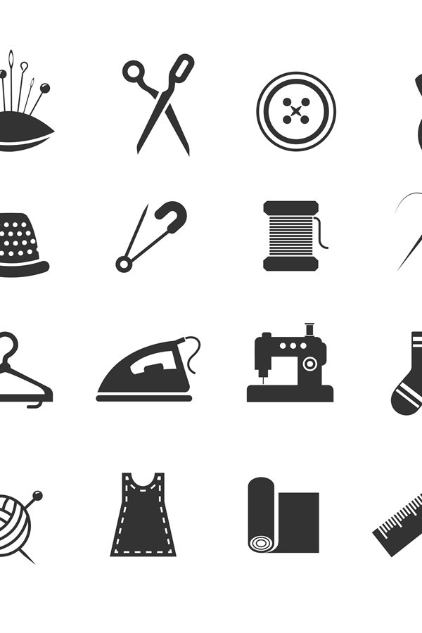 Sewing fashion needlework tailor vector icons