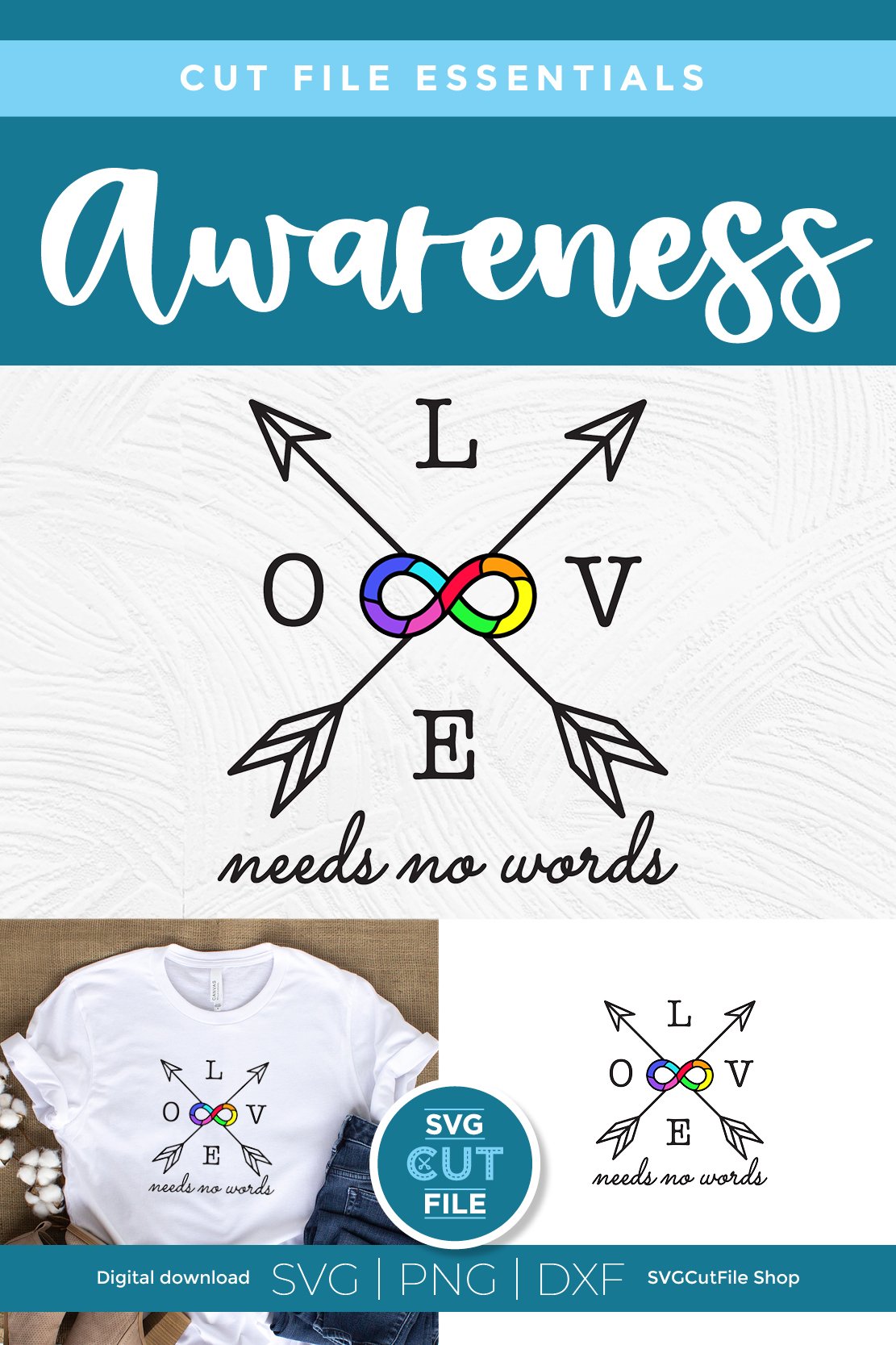 Autism Awareness SVG file love needs no words