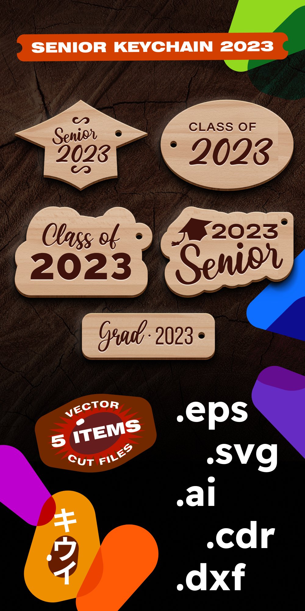 Senior keychain svg 2023 Senior graduate keychain wristlet