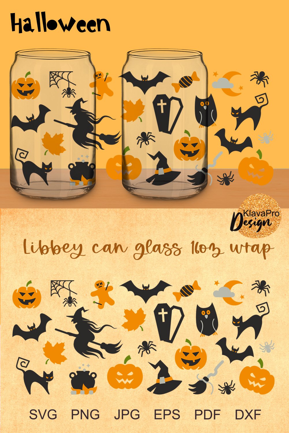 Halloween Libbey glass 16oz | Can glass wrap svg (2018926)