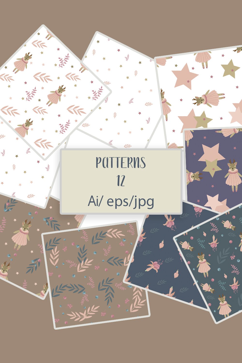 Tilde Pattern Svg Set of seamless patterns vector deer tilde in boho style