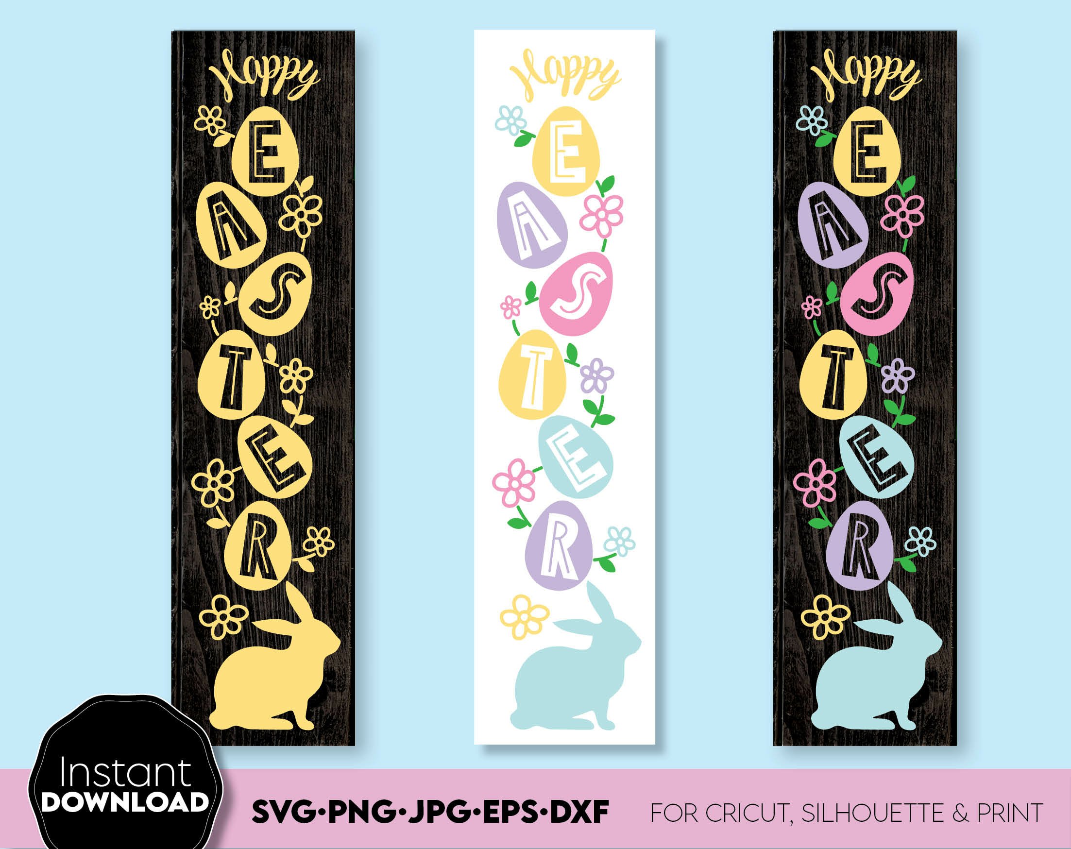 Happy Easter Vertical Welcome Porch sign SVG | Bunny and Egg