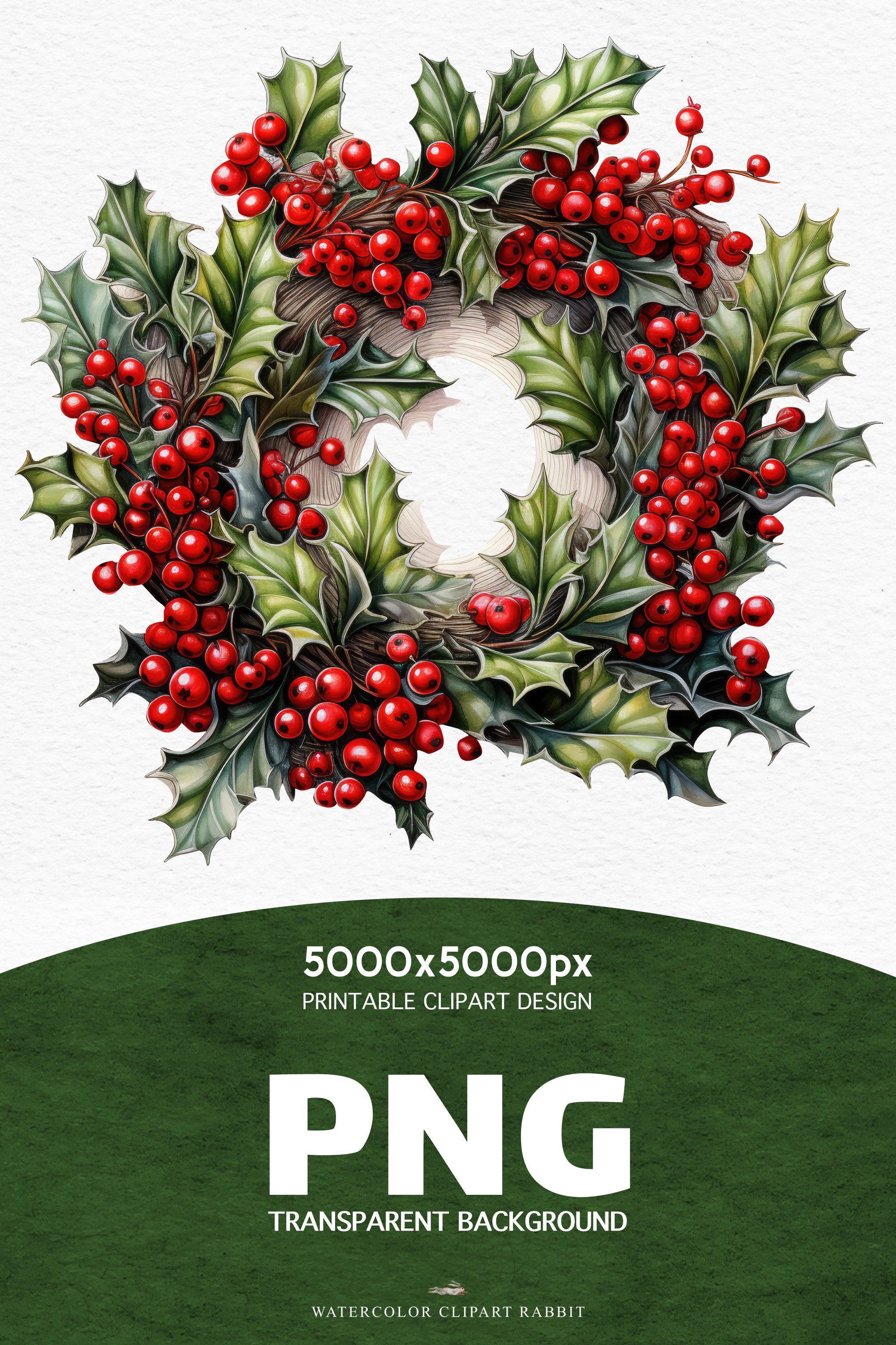 Holly Christmas Wreath Greenery Clipart Christian Winter PNG