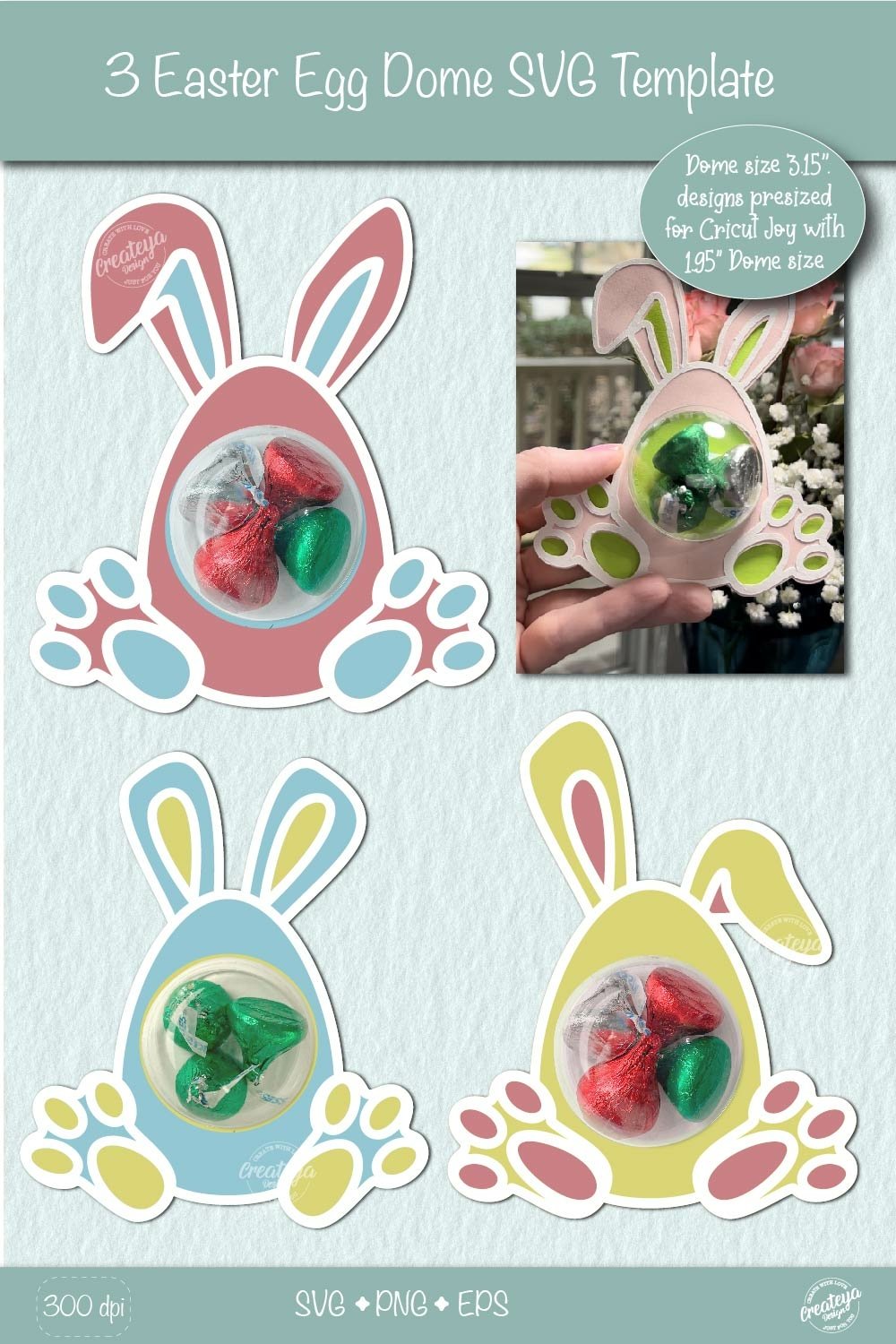 Easter Candy Dome Holder SVG Bundle|Easter bunny egg holder