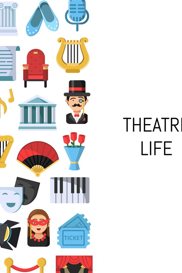 Vector flat theatre icons background with place (873825)