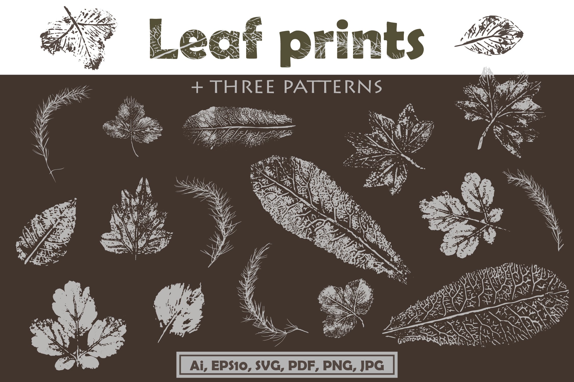 Leaf prints three patterns