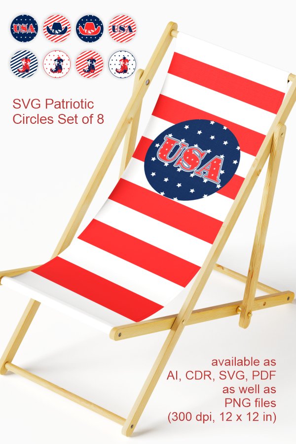 Set of 8 Patriotic Circles SVG Designs (1351130)