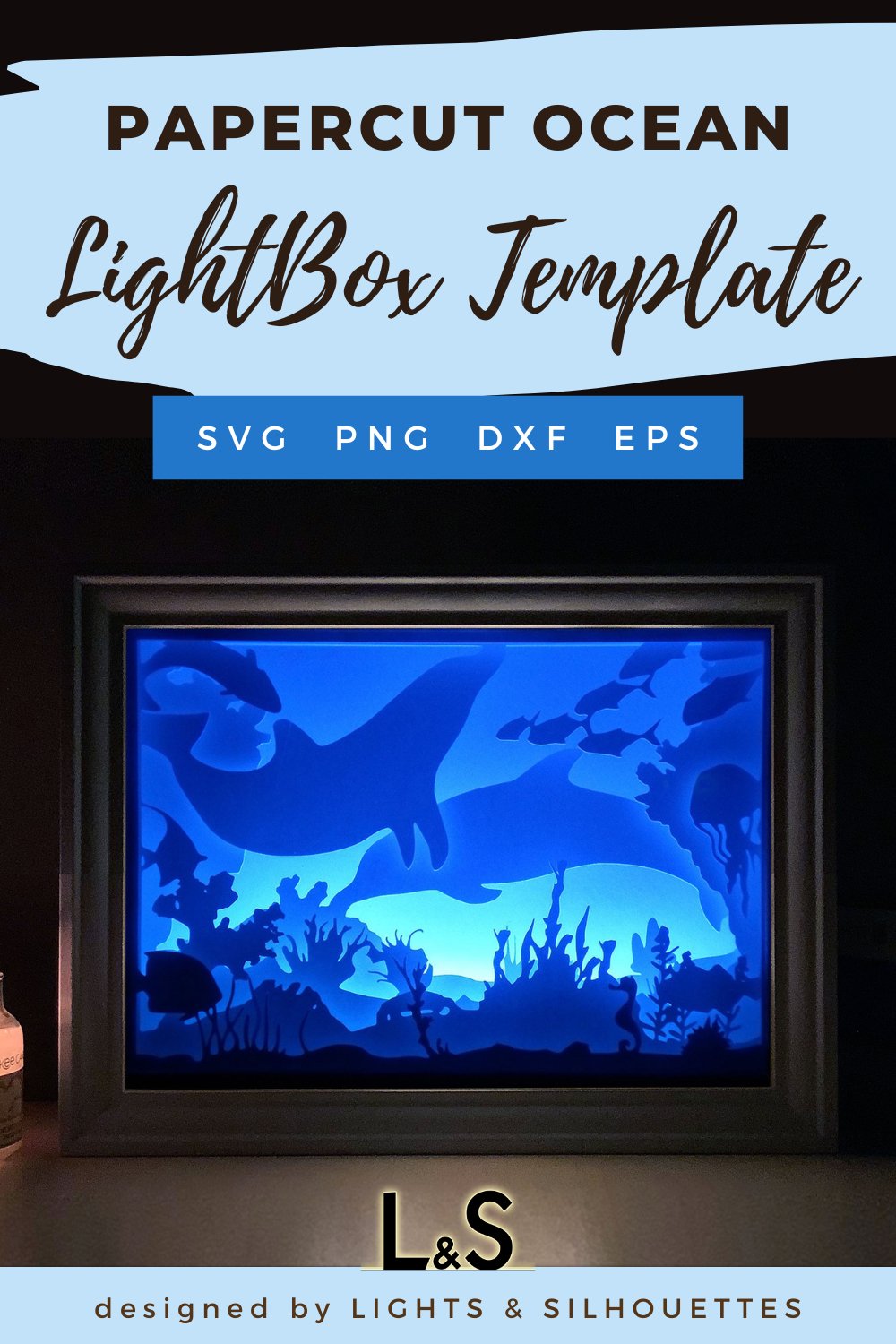 Layered Ocean Shadow Box svg File | Ocean Lightbox Template