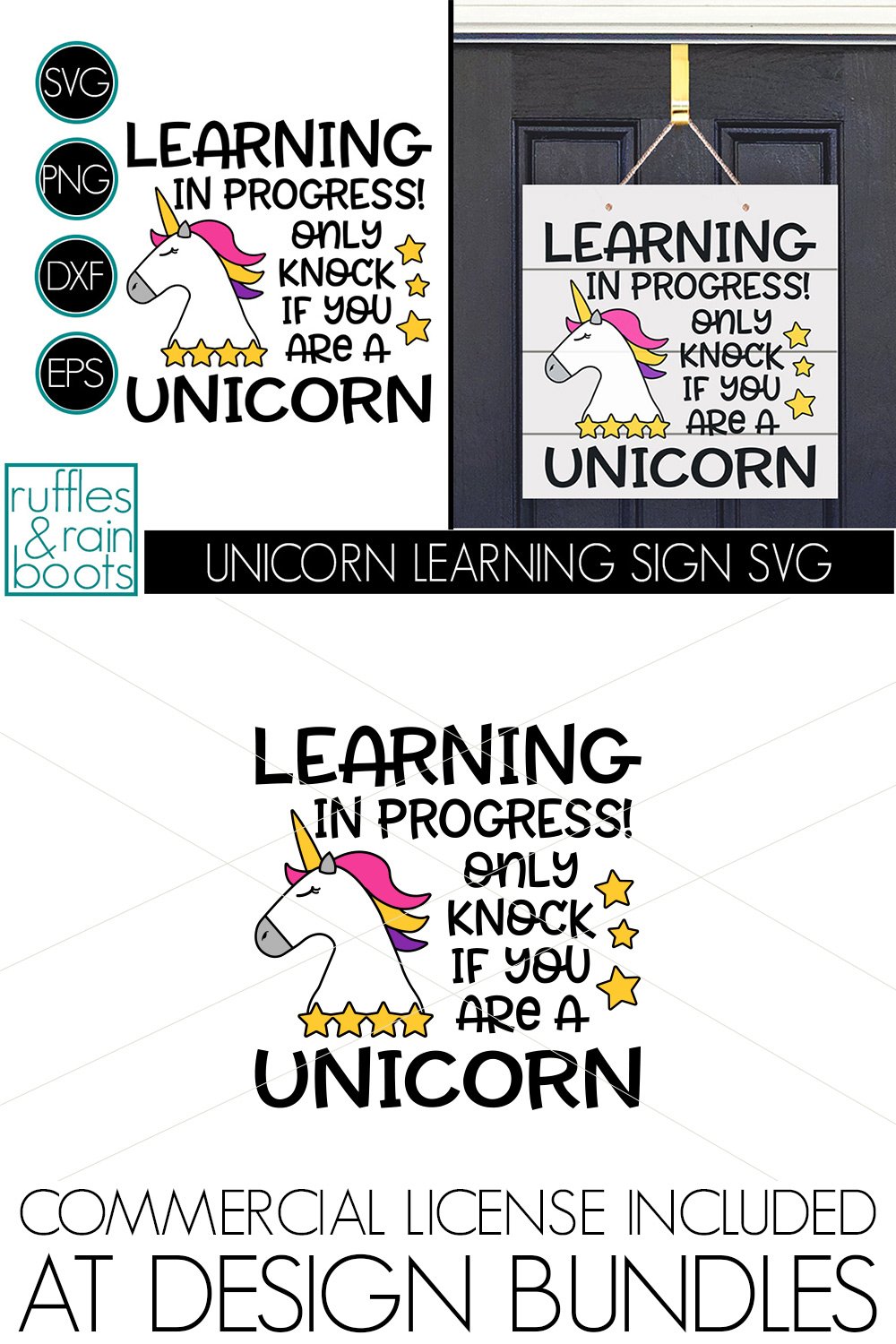 Fun Elearning Door Sign Unicorn Online Learning Door Sign - E-Learning (854817)