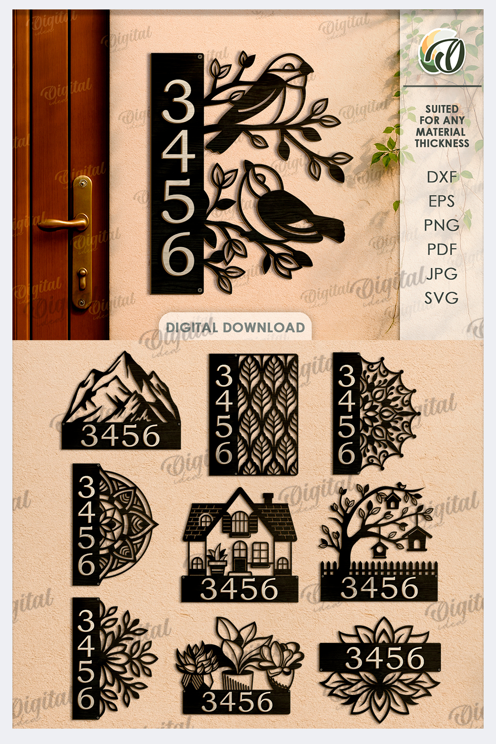 Personalized House Signs Bundle Lasercut. Number Plaque SVG