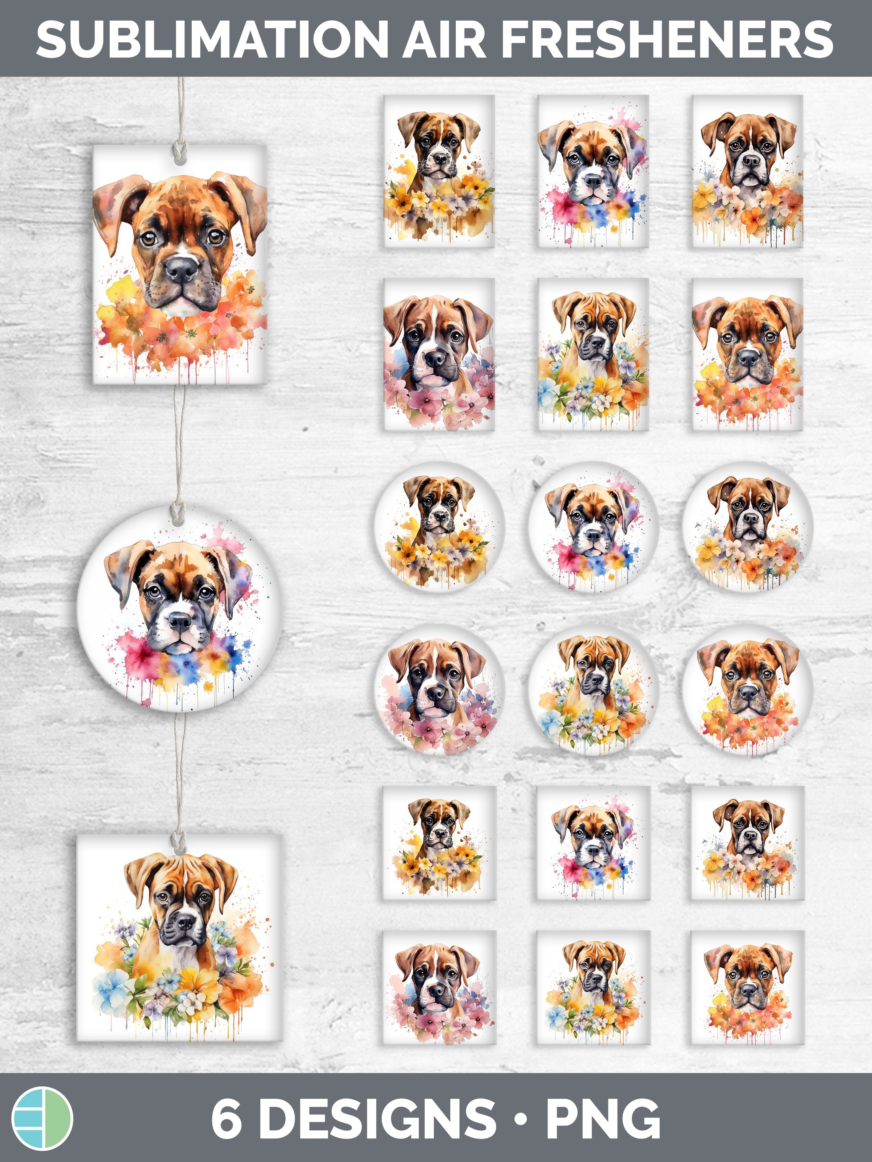 Watercolor Boxer Dog Air Freshener Sublimation Car Freshen