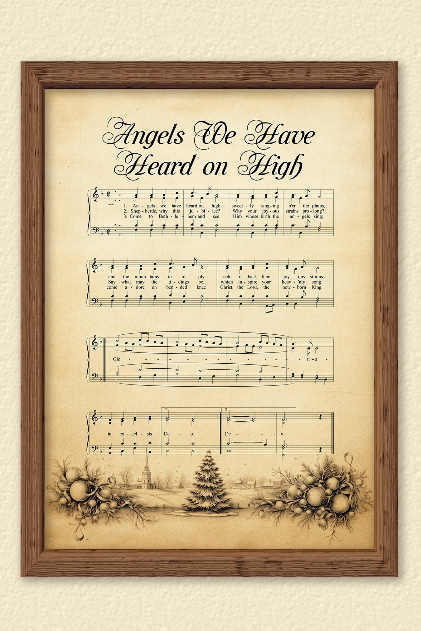 Vintage Christmas Carol Sheet Music Printable Wall Art