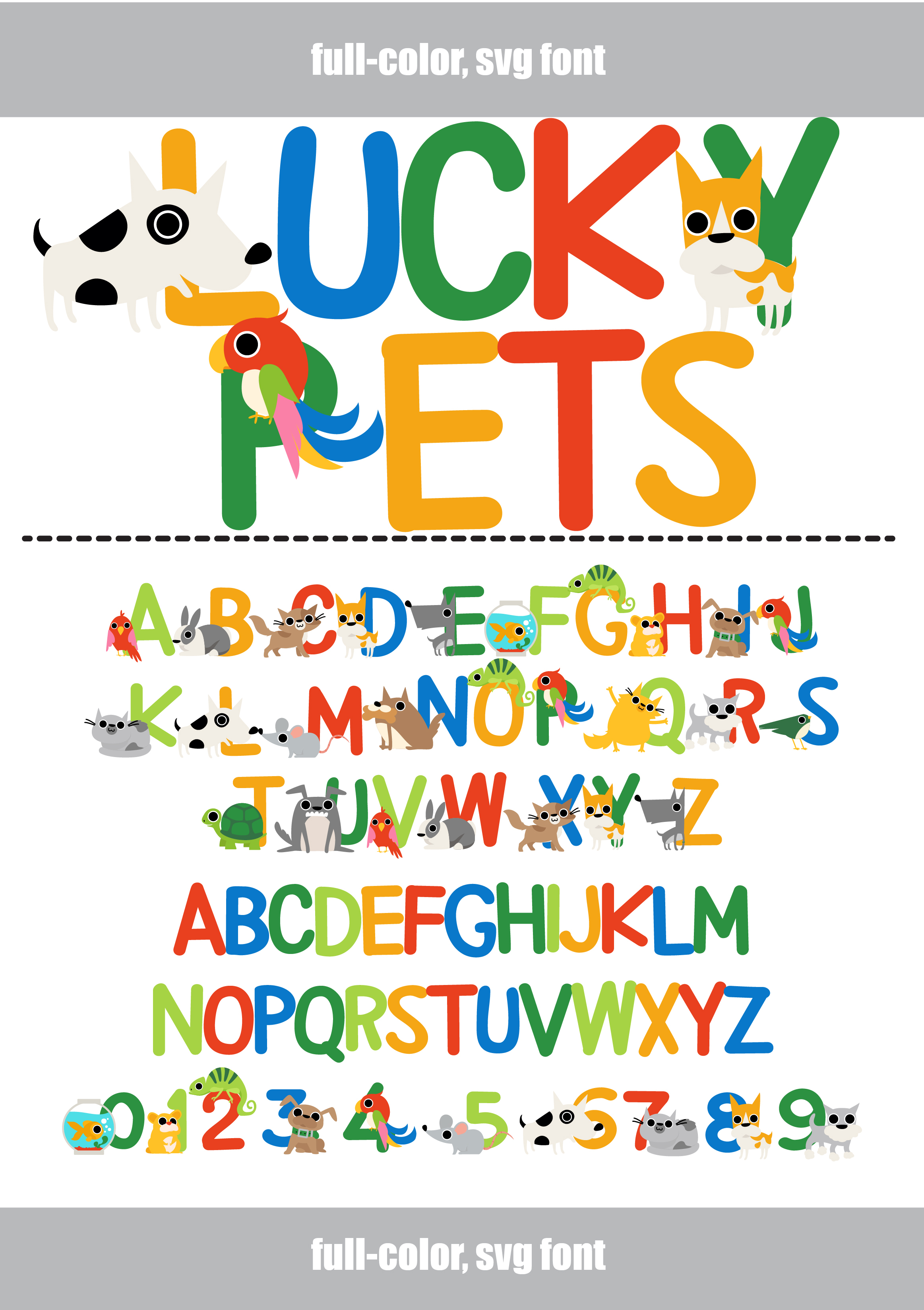 Full color animal font for teachers, crafters, and kids