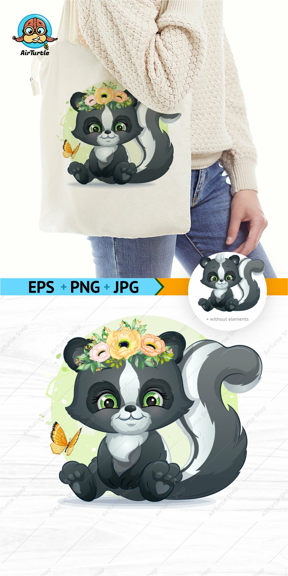 Baby Skunk Clipart | Cute Woodland Animals Clipart PNG