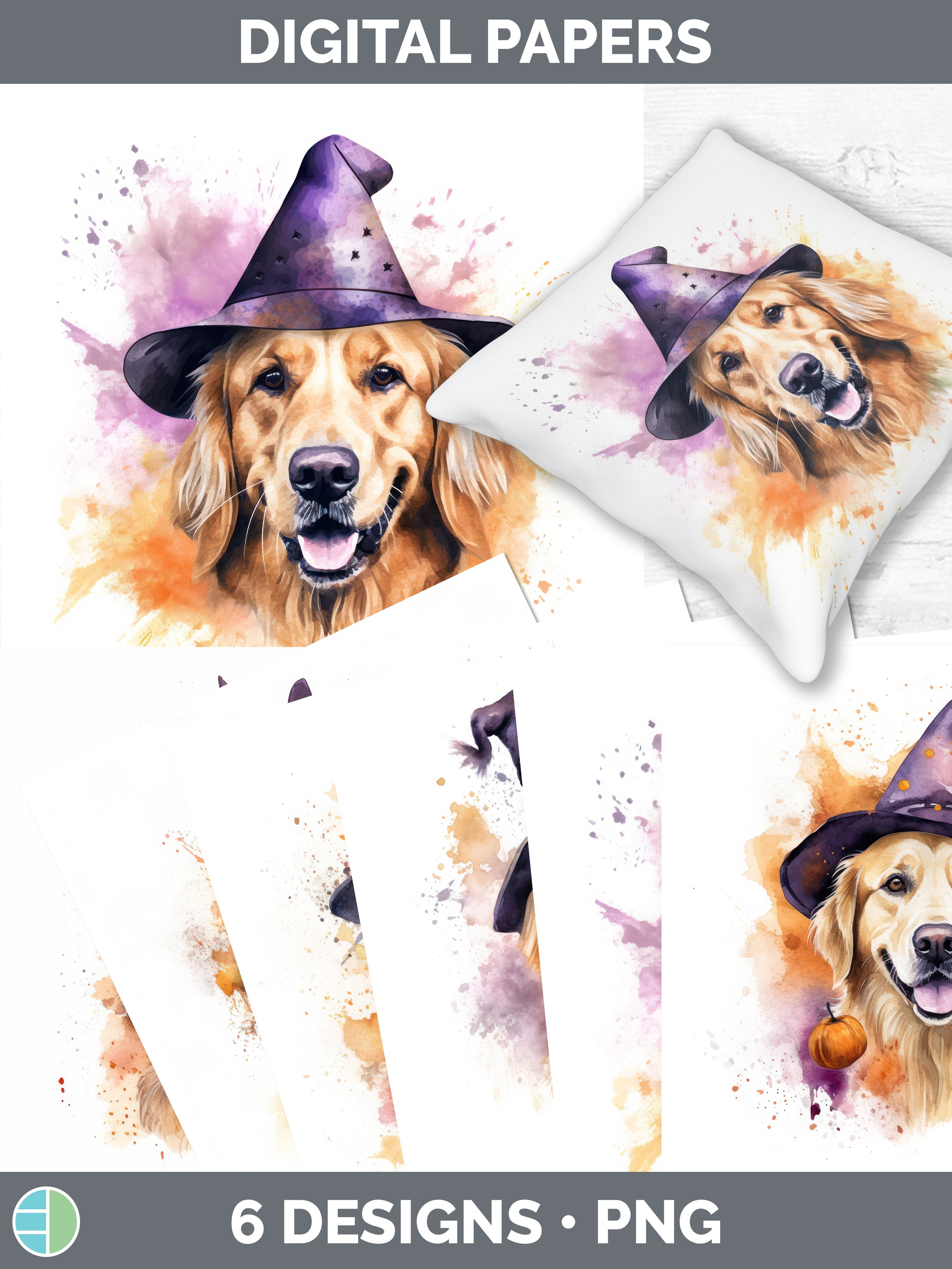 Halloween Golden Retriever Dog Paper Backgrounds | Digital S