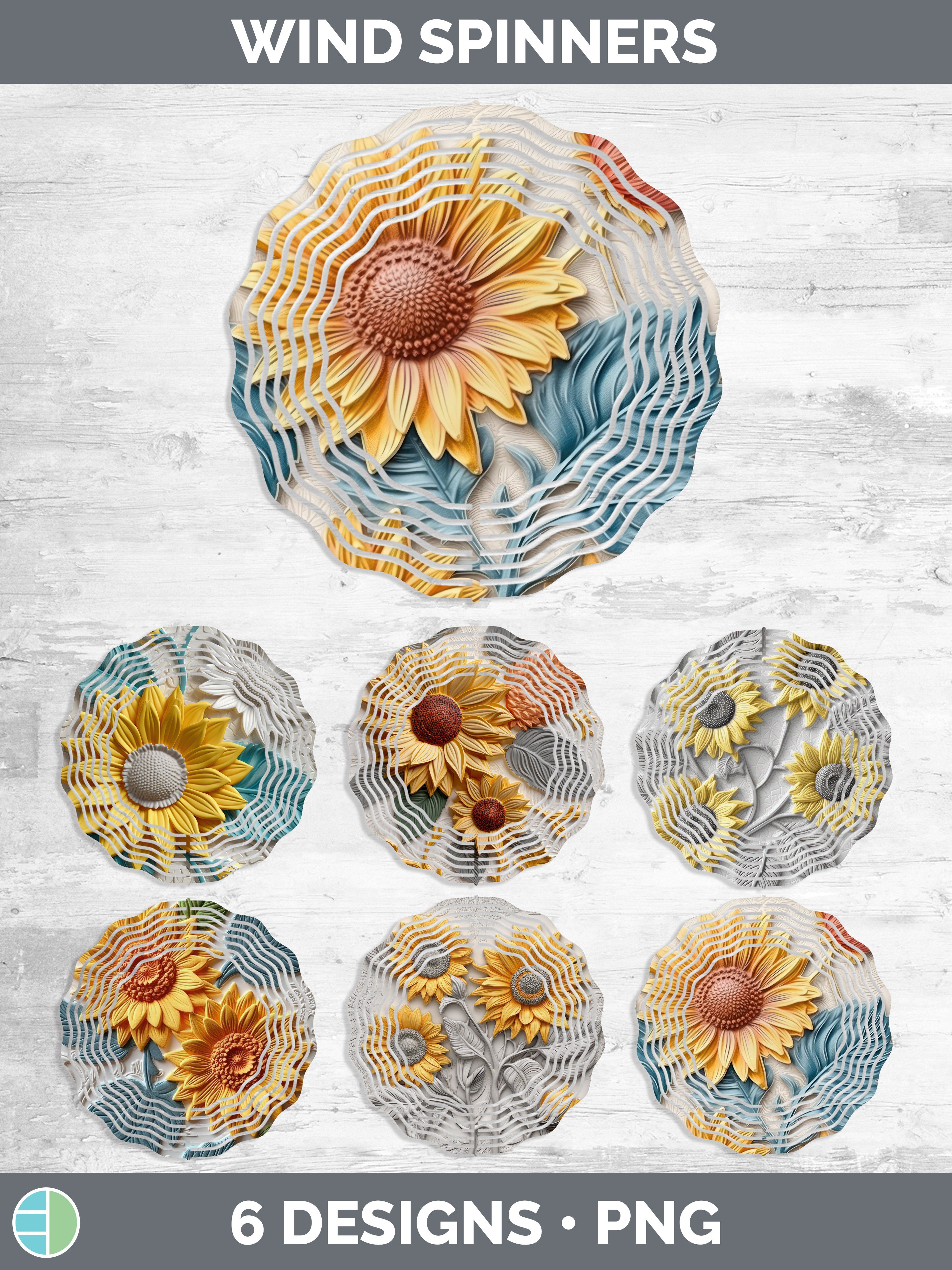 3D Sunflower Flowers Wind Spinner | Sublimation Spinner Desi