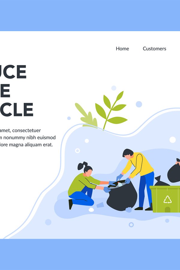 Reduce reuse and recycle trash landing page