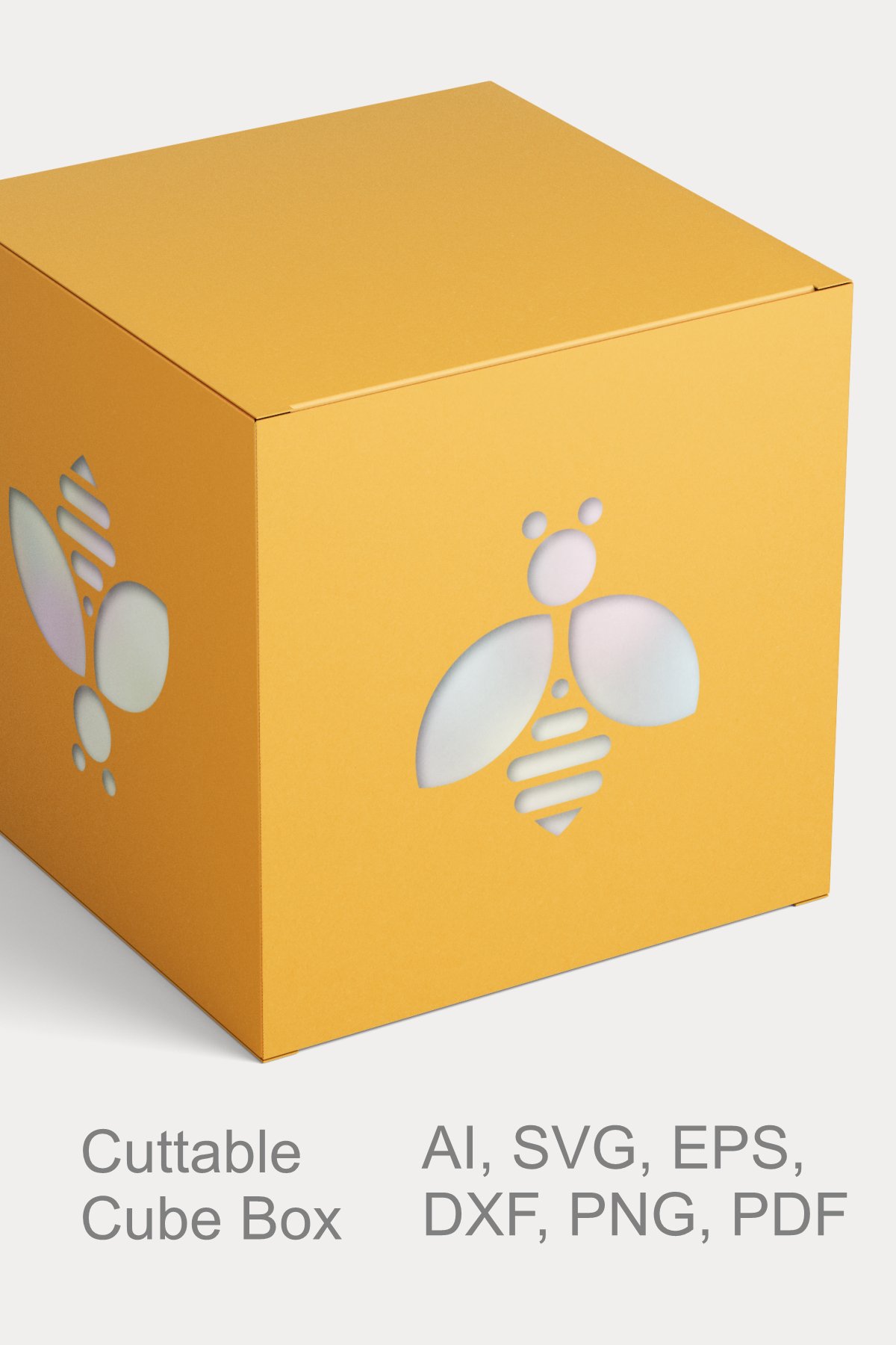 Simple Bee Windows Cube Gift Box Paper Cut Template