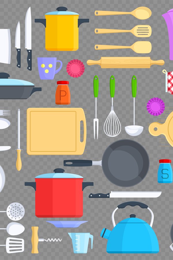 Kitchen tools, cookware and kitchenware flat icons (892405)