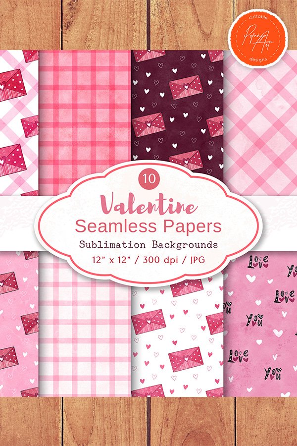 Seamless Valentine Day Digital Papers Pack
