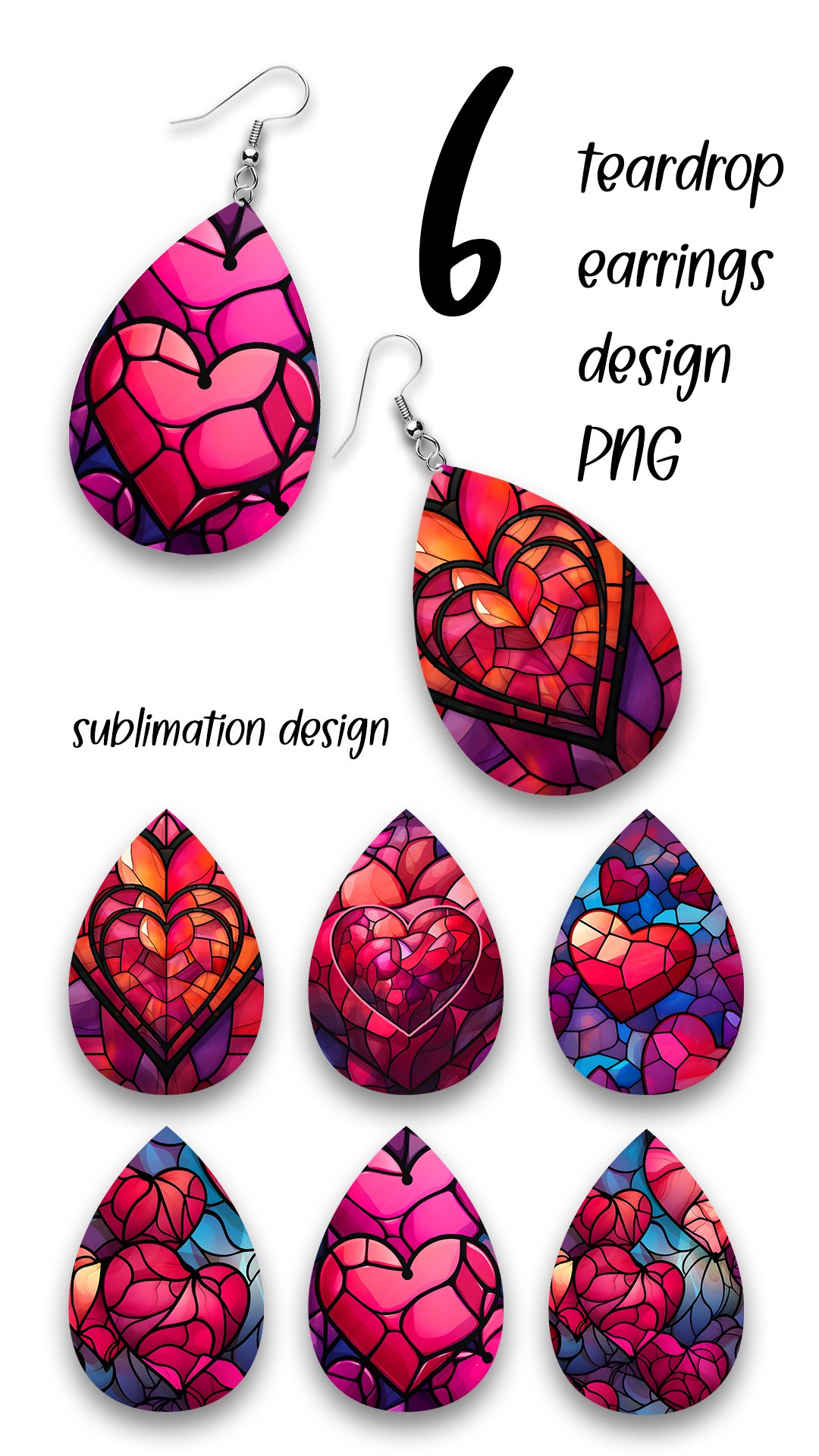 Valentine earrings Heart earrings Sublimation red heart PNG