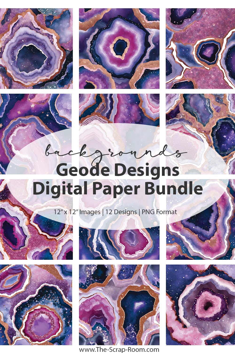 Digital Paper, texture, patterns, printable: Purple Geodes
