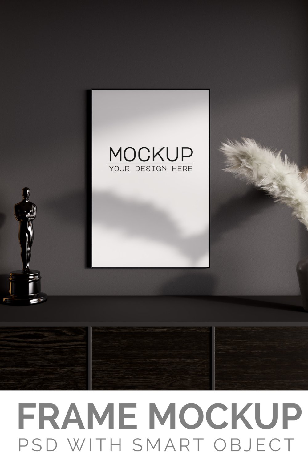 Poster frame realistic mockup PSD with smart (2482659)