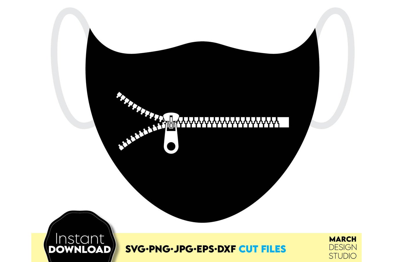 Zipper Face Mask, Zip Face Mask, Reusable Face Mask, SVG