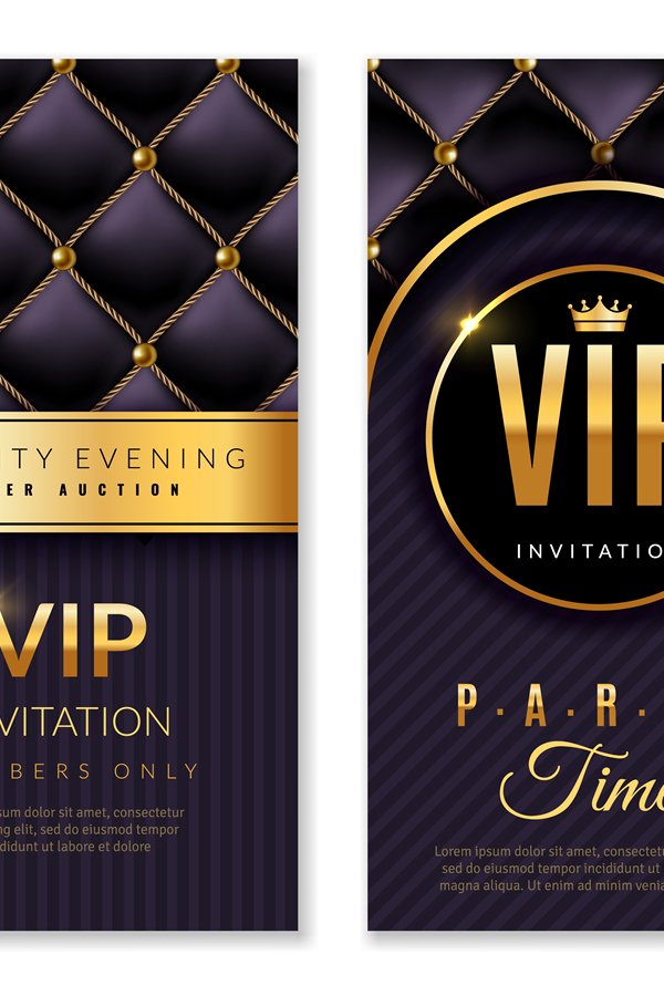 Vip banners. Premium invitation card with golden elements, c
