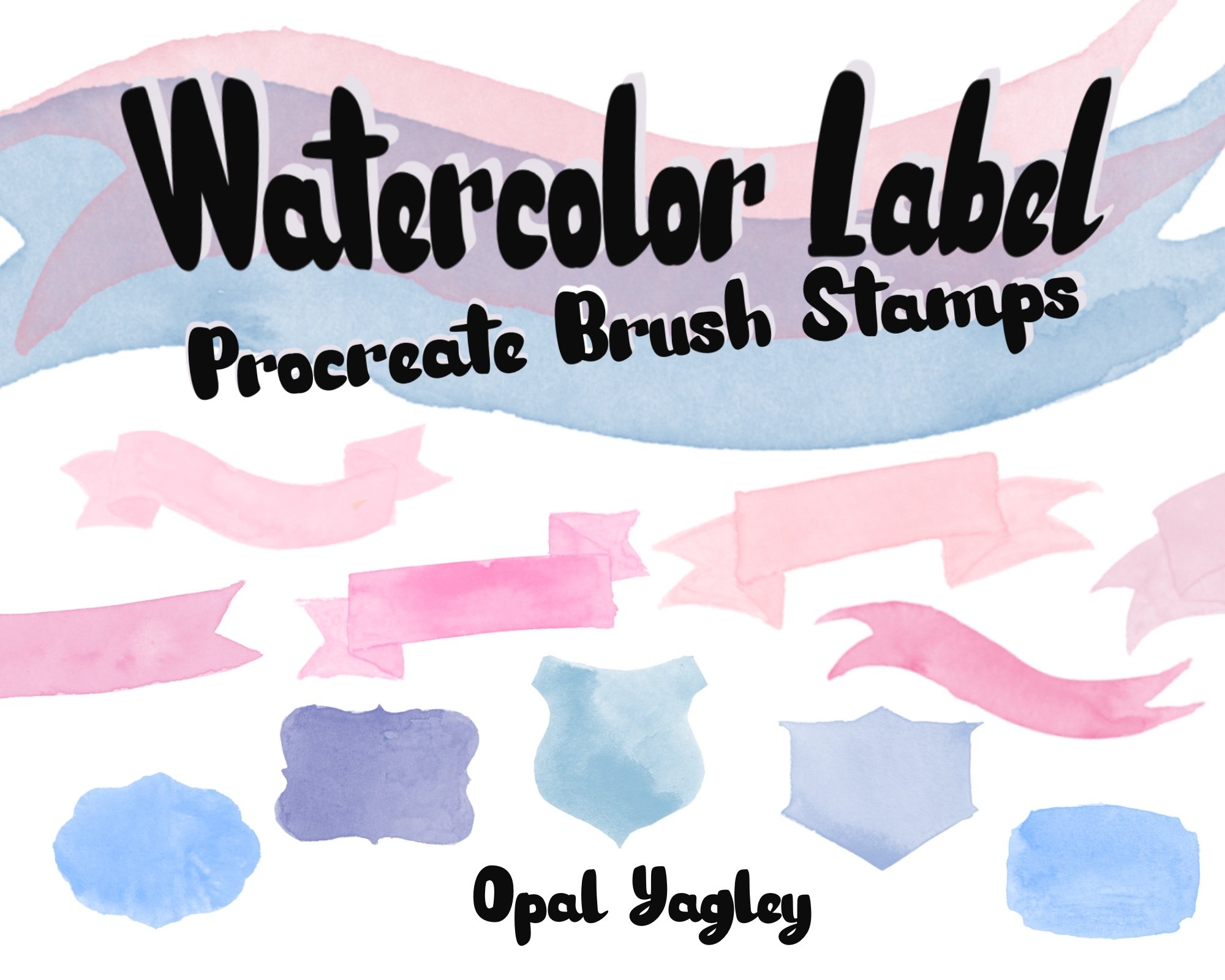 Procreate Label Procreate Brushes / Watercolor Label Stamps