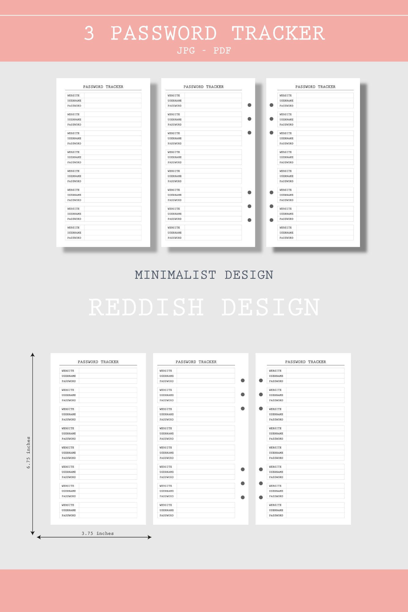 Password keeper Printable Personal Planner (1220742)