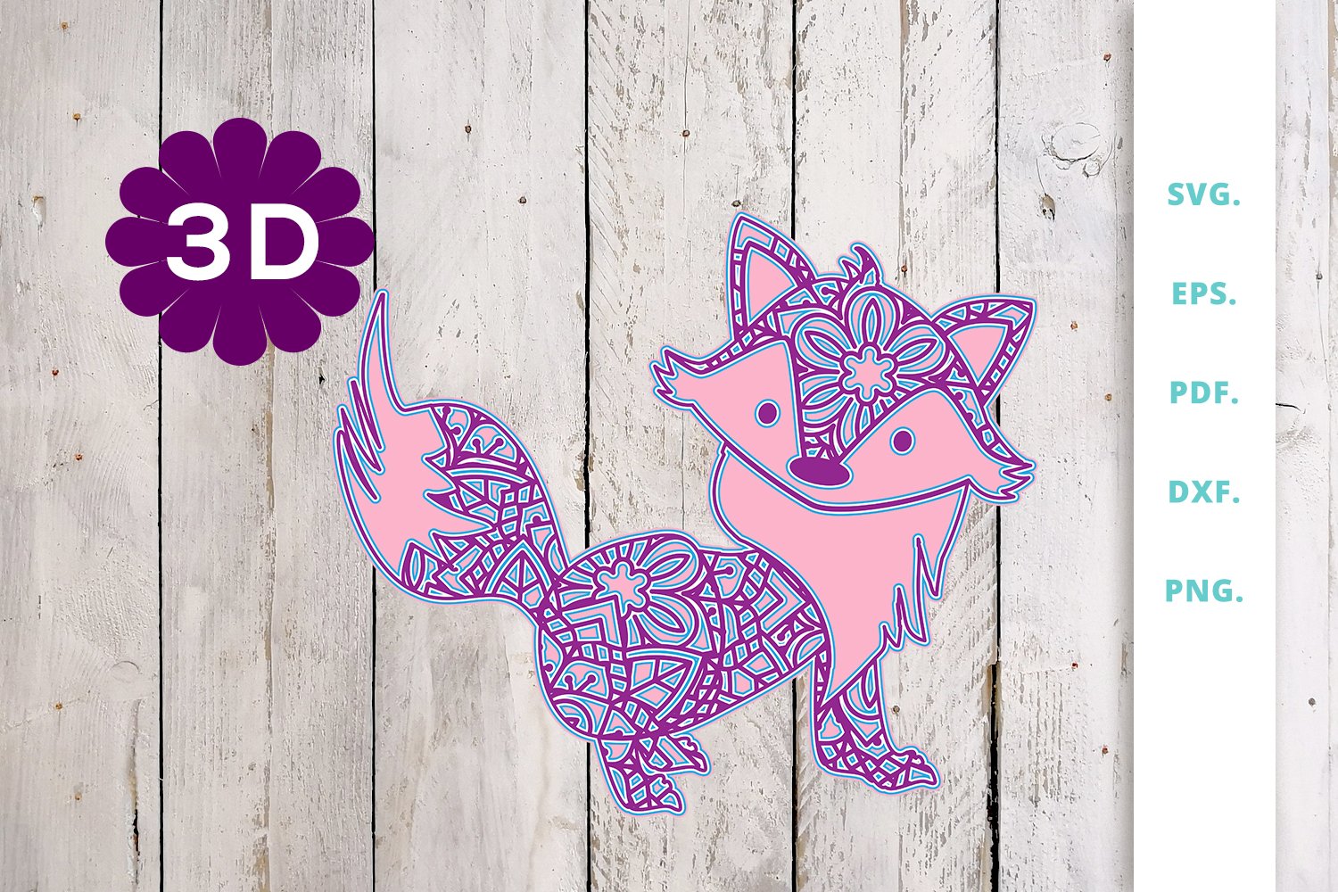 3D MULTI LAYER Mandala Fox 4