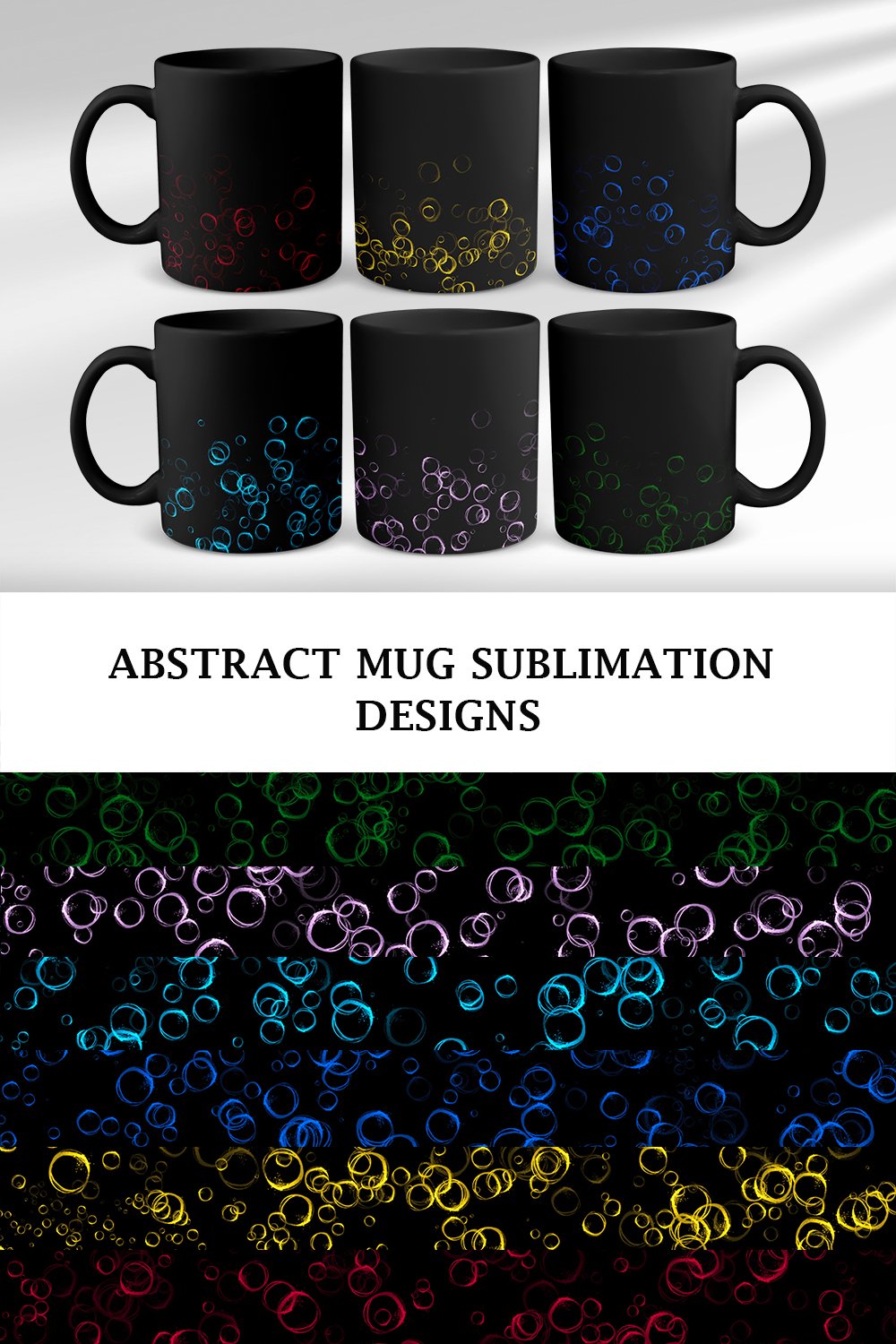 Abstract mug sublimation designs| 6 mug wraps