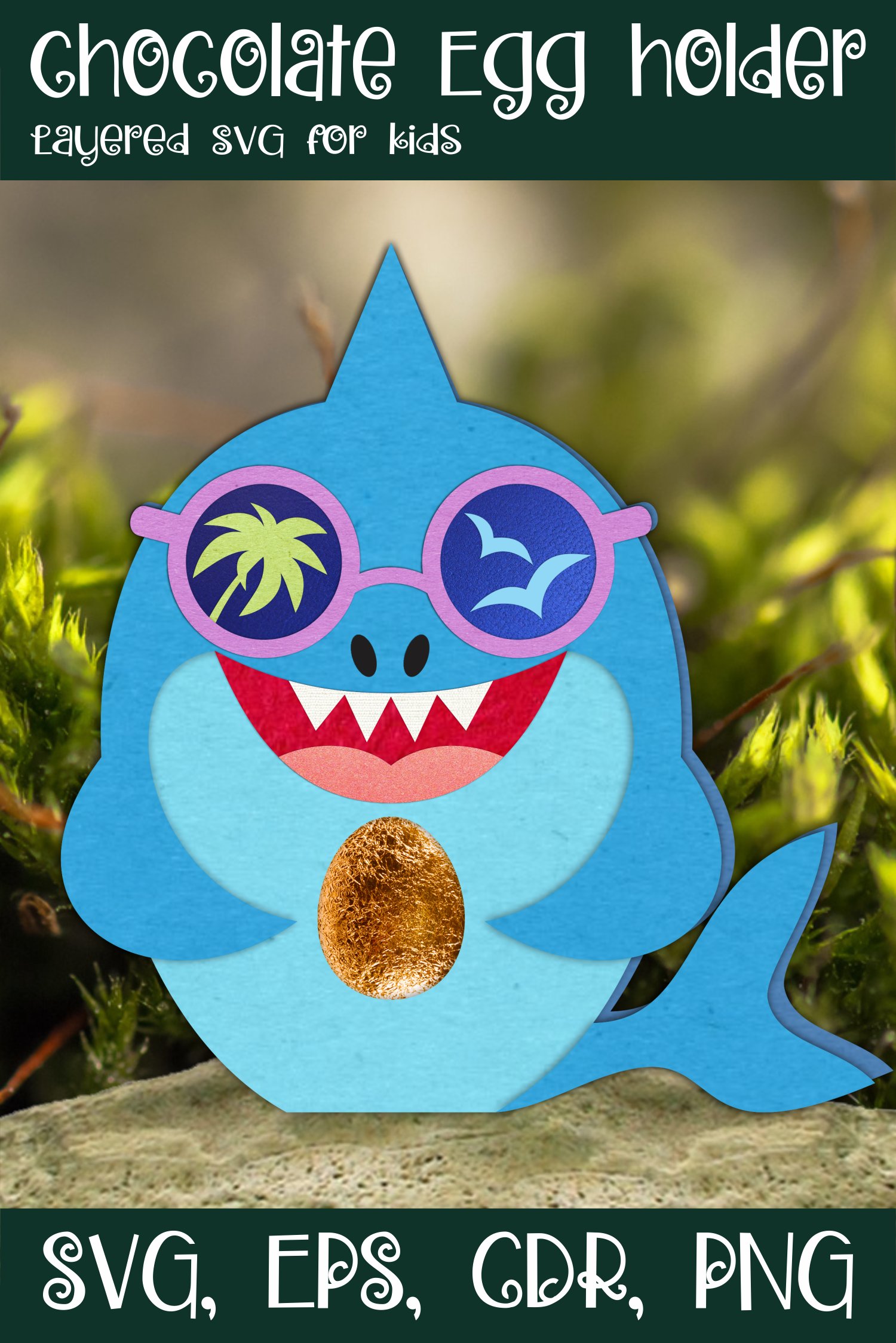 Shark with Sunglasses Egg Holder Template