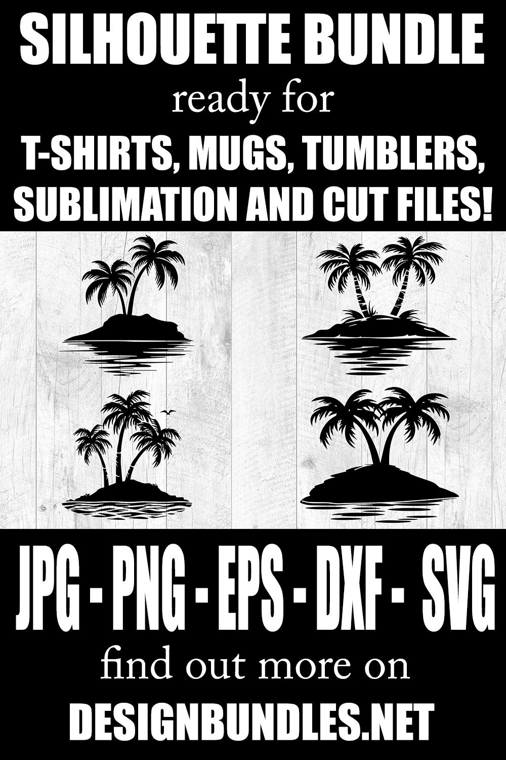 Island With Two Palm Trees Silhouettes SVG EPS PNG (3531277)