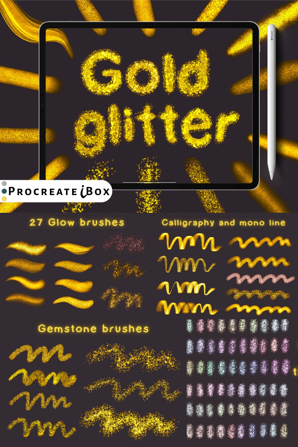Gold glitter procreate brushes | Glitter brush| ProcreateiBo