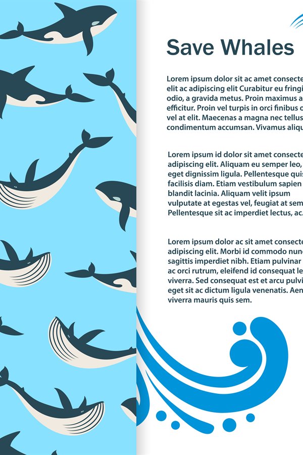 Save whales vector banner design