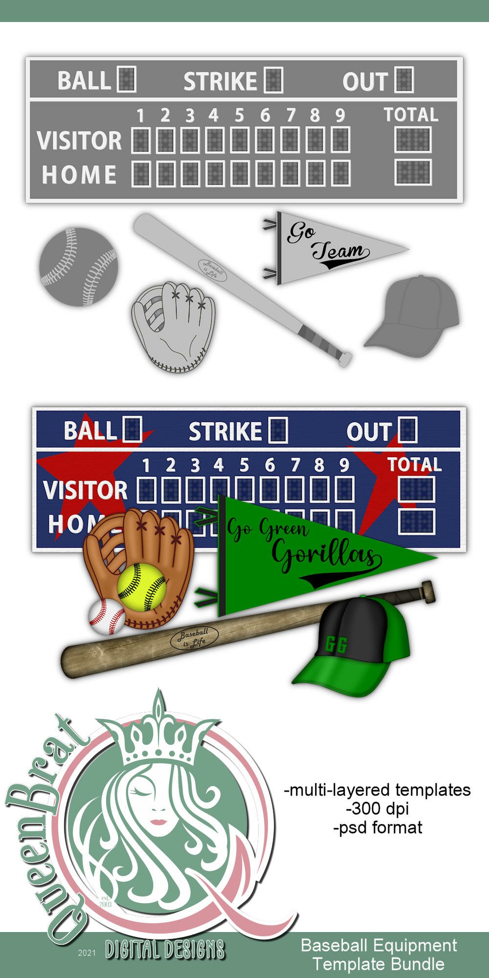Baseball Equipment Template Bundle