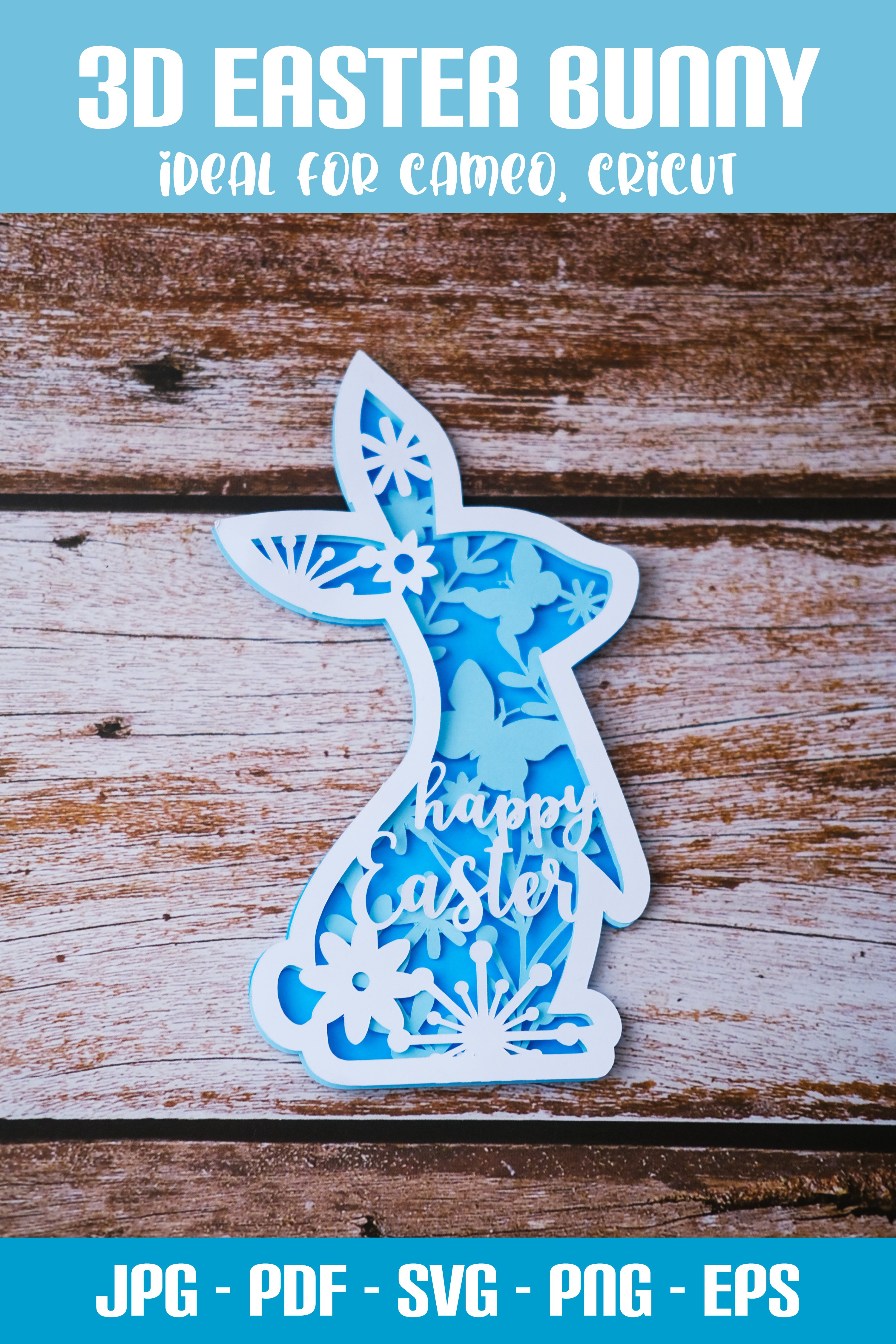3D Easter Bunny SVG I Layered SVG Design I Easter paper cut