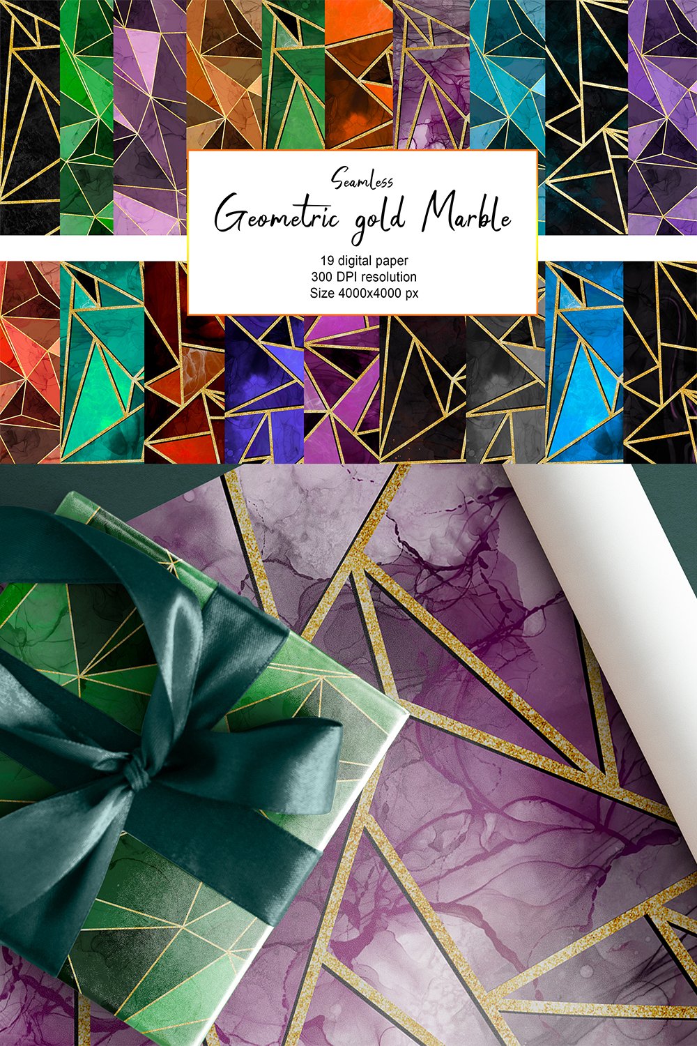 Colorful and Gold Marble Digital Paper.Abstract geometric