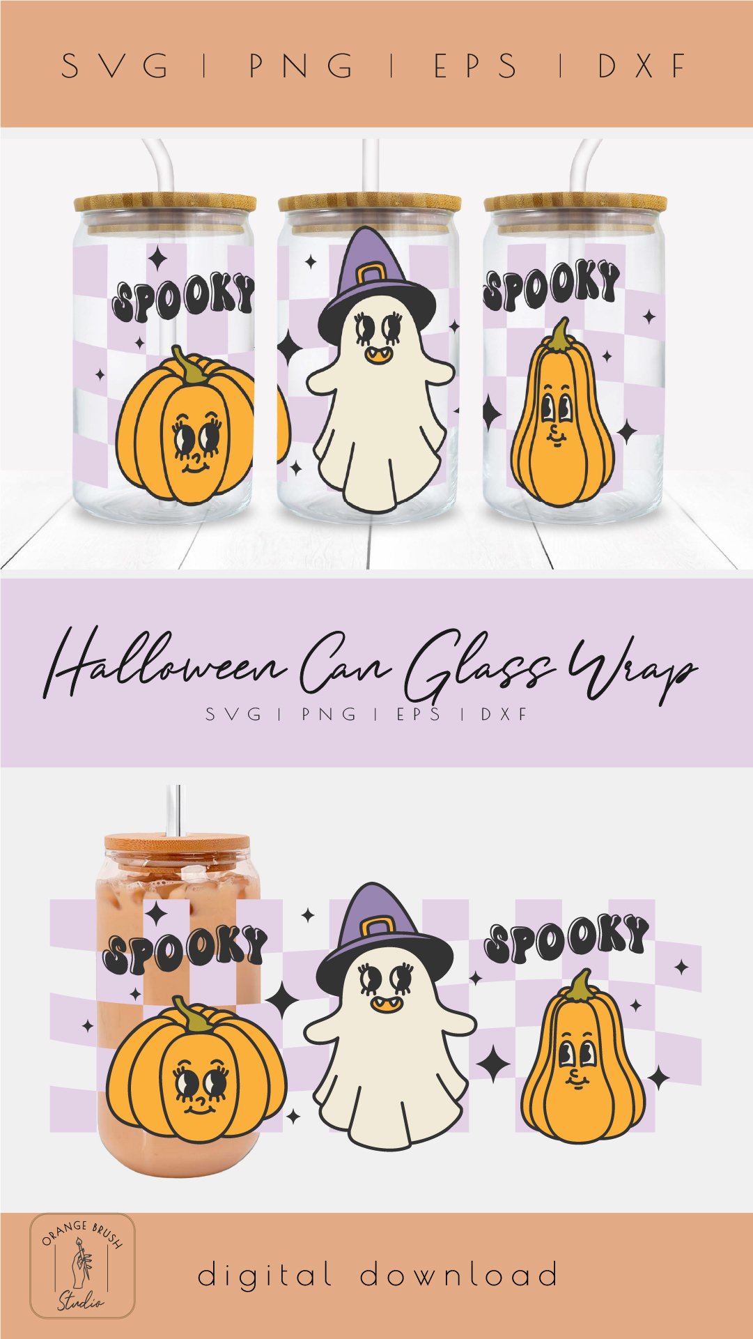 Spooky Halloween Libbey Glass Wrap Design Beer Can Glass Svg