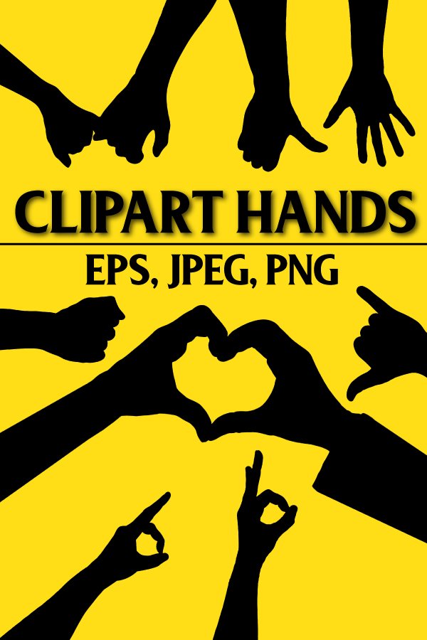 Silhouette Hand Shapes Clipart Graphics Bundle