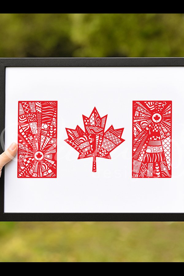 Canada flag zentangle, Canadian, maple leaf, Canada Day